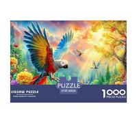 Colorful Parrot Flies Amid Vibrant Flora 1000-Piece Jigsaw Puzzle Parrot Family Puzzle Game for All Ages 38x26cm/1000pcs