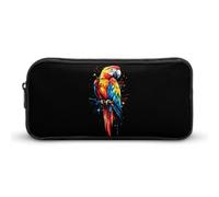Colorful Parrot Large Capacity Pencil Cases with Zippered Portable Pen Pouch Makeup Bag Office Supplies