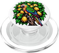 Colorful Parrot Lemon Tree Tropical Bird Watcher Art PopSockets PopGrip for MagSafe