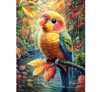 Colorful Parrot on An Autumn Branch 1000 Piece Complete DIY Jigsaw Puzzle Science Fiction Magical Dream Collectors Mind Relaxation Educational Decorative Puzzle Gifts for Adults Wooden Cardboard 1000