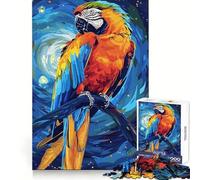Colorful Parrot on Branch Digital Art for Adults 1000 Piece Jigsaw Puzzle Logic Skill, DownTime Game, Family Bond, Wall Art (50x75cm)