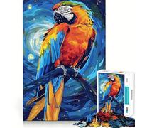 Colorful Parrot on Branch Digital Art for Adults 1000 Piece Jigsaw Puzzle Logic Skill, DownTime Game, Family Bond, Wall Art (50x75cm)