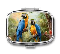Colorful Parrot on Tree Branch Travel Pill Box Portable Pill Organizer Medical Box Pill Case Pill Container for Men Women
