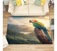 Colorful Parrot Pattern Soft Short Pile Rugs for Bedroom Living Room Natural Landscape Thin Stain Resistant Anti-Slip Floor Carpet for Office Dining Room - Easy Clean Washable 180x240 cm