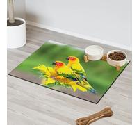 Colorful Parrot Pet Feeding Mat for Cat Dog Water Bowl Food Mats Parrot Sunflower Pet Feeding Mats Absorbent Nti-Slip Contain Spills Protects Floors Placemat 40.6 x 60.9 cm