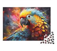 Colorful Parrot Portrait 1000 Piece Neon Macaw Art Sturdy Cardboard Jigsaw Puzzles for Puzzle Enthusiasts Birthday Party Gift Giving for Adults 38x26cm/1000pcs