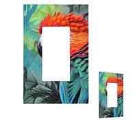 Colorful Parrot Wall Plate Cover Modern Decorative 1 Gang Light Switch Cover Unbreakable Receptacle Outlet Covers For Living Room Bedroom Home Decor 1 Gang