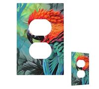 Colorful Parrot Wall Plate Cover Modern Decorative 1 Gang Light Switch Cover Unbreakable Receptacle Outlet Covers For Living Room Bedroom Home Decor Duplex