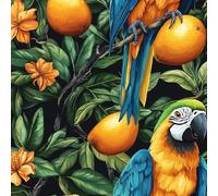 Colorful Parrot Wallpaper Self-Adhesive 0.4×3 m Fruit Flowers Pattern Matte Contact Paper Removable Thicken Waterproof Canvas Peel and Stick Wall Paper for Home Decoration Furniture Renovation