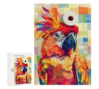 Colorful Parrot with Toilet Paper Hat Jigsaw Puzzle, 300 PCS, Indoor Activity for The Home, A Relaxing Challenge for Adult Puzzle Enthusiasts