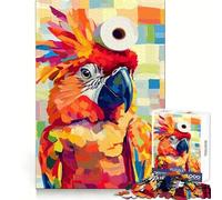 Colorful Parrot with Toilet Paper Hat Jigsaws 1000 Pieces for Teenagers Brain Exercise, Cozy Fun, Real Challenge, (38x26cm)