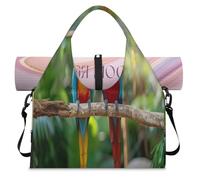 Colorful Parrots Bird Sports Duffle Bag with Shoe Compartment Weekend Overnight Bags Tote Cabin Luggage Bag for Gym Yoga Travel
