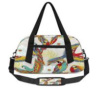 Colorful Parrots Flowers Kids Overnight Duffle Bags for Girls Boys, Bird Lightweight Sports Gym Bag for Kids,Small Overnight Weekender Carry on Travel Bags Dance Bag, Colorful Parrots Flowers, 18.5L x