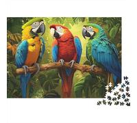 Colorful Parrots Jungle Scene-Vibrant Wildlife Illustration Style 1,000 Piece Plastic 3D Puzzle Family Durable Eco-friendly Interlocking Travel Activity Kids Birthday Gift 70x50cm/1000pcs
