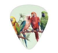 Colorful Parrots On Tree 12 Pack Guitar Plectrums With Storage Case, 0.46/0.71/0.96mm, Including Thin, Medium Thick Guitar Plectrums For Electric Guitars Bass Ukulele