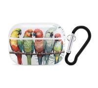 Colorful Parrots On Tree AirPod Pro Case, Anti Scratch Hard PC Cover with Keychain, AirPod Pro 2nd/1st Case Accessories for Women Men, White-Style