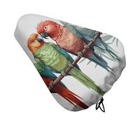 Colorful Parrots On Tree Bike Seat Cover Waterproof Oxford Fabric, Universal Adjustable Bicycle Saddle Cover with Drawstring Easy Install Protective Rain Dust Covers for Women Men