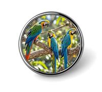 Colorful Parrots On Tree Button Pin Round Alloy Lapel Pins Badges Novelty Funny Enamel Pins Button Lapel Personalized Pinback Button Badges Cute Brooche Pin for Backpacks Jackets Bags