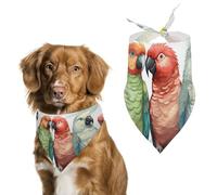 Colorful Parrots On Tree Dog Bandanas for Feeding Grooming, Triangle Pet Bibs for Cats & Dogs Washable Fashion Pets Scarf for Party Travel 27.6 X 11.8 Inch