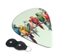 Colorful Parrots On Tree Guitar Plectrums, 6 Guitar Plectrums, Double Sided Printing, For Acoustic Guitar, Bass, Ukulele, Electric Guitar (0.46 Mm 0.71 Mm 0.96 Mm)
