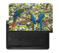 Colorful Parrots On Tree Passport Holder with Card Slots Portable Passport Cover Compact Waterproof Passports Protector