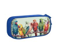 Colorful Parrots On Tree Pencil Case, Zip Smooth Pencil Case, Portable Pencil Case Large School Stationery Storage Bag, Make-Up Bag