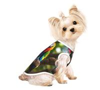 Colorful Parrots On Tree Print Dog Lightweight Shirt,Summer Cool Breathable Dog t Shirts,Pet Sleeveless Stretchy Clothes