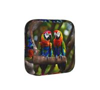 Colorful Parrots On Tree Print Multifunctional Storage Bag Pad Bag Skin-Friendly Period Pouch Reusable Tampon Bag for Female