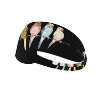 Colorful Parrots On Tree Print Non-Slip Elastic Running Headband, Sweat Absorbing Stretchy Hair Bands For Gym Yoga, Soft Skin-Friendly Foldable Workout Headband