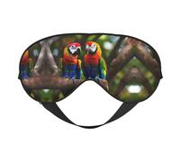 Colorful Parrots On Tree Print Soft Eye Mask - Comfortable Sleep, Elastic Nighttime Shade, Eye Covers for Travel, Meditation