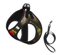 Colorful Parrots On Tree Print Soft Mesh Dog Harness and Leash Set Pet Puppy Cat Comfort Padded Vest No Pull Harnesses