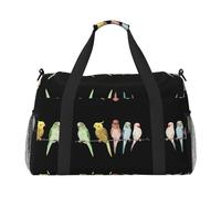 Colorful Parrots On Tree Print Weekender Bag,Gym Bag with,Carry On Luggage Overnight Weekend Bag, Holdall Handbag & Shoulder Bag for Travel Fitness
