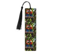 Colorful Parrots On Tree Print Wooden Bookmarks with Tassels, Wood Book Markers for Book Lovers, Teachers & Present
