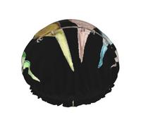 Colorful Parrots On Tree Printed Bathing Hats, Dual Layer Reusable Headgear, Large Hair Cover For Daily Skin Care