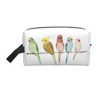 Colorful Parrots On Tree Printed Double Sided Storage Bag, Large Makeup Pouch with Black Lining for Travel and Home