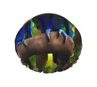 Colorful Parrots On Tree shower caps with a double layer of, hold your hair well whether using them while showering or taking bath.