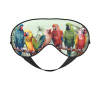 Colorful Parrots On Tree Sleep Mask for Women & Men - Double-Sided Eye Mask with Adjustable Strap, Soft Silky Feel, Light-Blocking & Breathable for Travel, Nap, Shift Work, Yoga