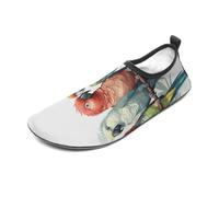 Colorful Parrots On Tree Water Shoes for Men Women, Lightweight Stretch Swim Shoes with Anti-Slip Rubber Sole, Quick-Dry Aqua Socks for Pool, Beach, Surfing, Style, 12 Women/12 Men