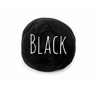Colorful Passions Chunky Wool - Black - for arm Knitting Chunky Blanket Weaving Felting Jumbo Yarn Giant Wool Soft 50g (0.11lb)