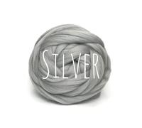 Colorful Passions Merino Wool - for arm Knitting Chunky Blanket Weaving Felting Jumbo Yarn Giant Wool Soft (250g (0.55lb), Silver)