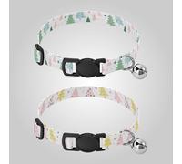 Colorful Pastel Cute Trees Collar for Small Dogs 5-15Lbs Quick Release Buckle Dog Collar for Dogs Girl and Boy 2 Packs