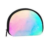 Colorful Pastel Drawing Paper Rainbow, Women's Storage Bag Shell Makeup Bag Small Coin Purse Shell Change Pouch