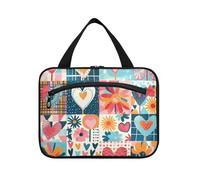 Colorful Patch Work Hearts Hanging Bag for Men with Hook, Designer Unisex Medicine Bags for Women Travel Vacation bolso de para Mujer L