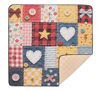 Colorful Patchwork Checkered Pattern Large Stylish Thick Play mat for Baby for Indoor Outdoor Cozy Breathable Foldable Baby Tummy time Play mat for Baby Kids Toddlers Infants, 50'' x