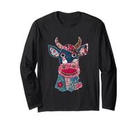 Colorful Patchwork Cow Christmas Fun Long Sleeve T-Shirt