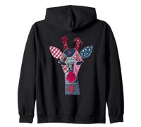 Colorful Patchwork Giraffe Head Design Zip Hoodie