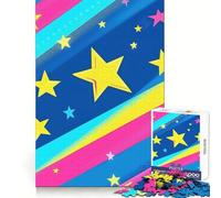 Colorful Patriotic Stars And Stripes Adults Puzzles 1000 Piece Jigsaws Brain Calisthen, DIY Fun, Pattern Assemble, Art Display (38x52cm)