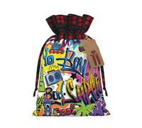 Colorful Pattern Christmas New Year Candy Gift Bags S Size Drawstring Bags for Kids Xmas Holiday Xmas Eve Presents