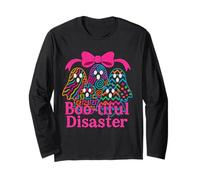 Colorful Pattern Ghosts Boo-Tiful Disaster Halloween Design Long Sleeve T-Shirt