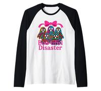 Colorful Pattern Ghosts Boo-Tiful Disaster Halloween Design Raglan Baseball Tee